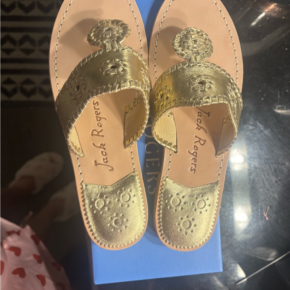Jack Rogers Metallic Gold Slip-On Sandals